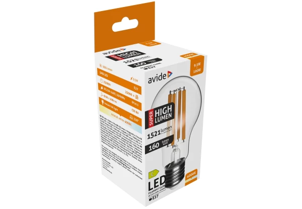 Avide LED Filament Globe 9.5W E27 A60 NW 4000K Super High Lumen Gömb