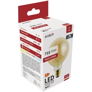 Avide LED Filament Globe G95 7W Fényerőszabályzós Borostyán E27 WW 2500K Speciális