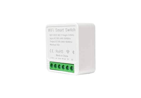 SmartWise Mini BT (WiFi + Bluetooth) okosrelé (16A), kapcsolóbemenettel SMW-REL-MINI1-BT eWeLink okos relék és okos kismegszakítók