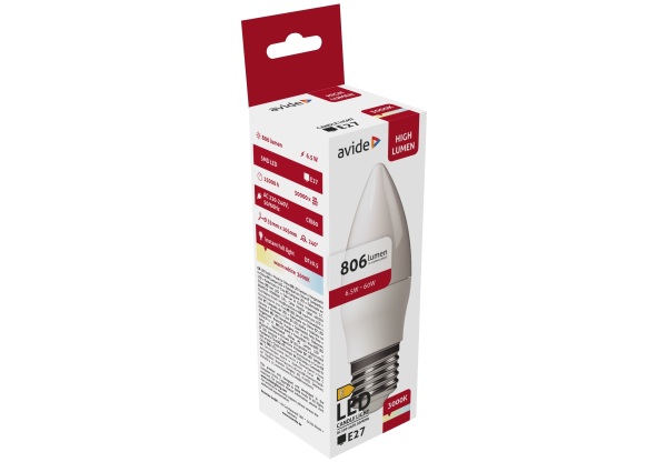 Avide LED Candle 6.5W E27 WW 3000K Gyertya