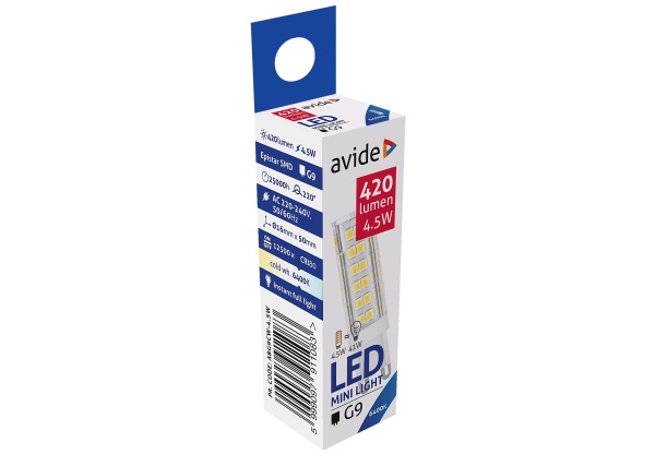 Avide LED 4.5W G9 CW 6400K Kapszula