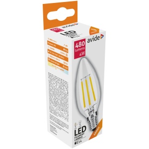 Avide LED Filament Candle 4W E14 NW 4000K Gyertya