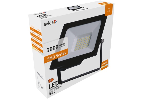 Avide LED Reflektor Slim SMD 30W NW 4000K Normál