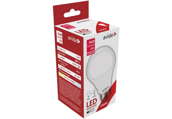 Avide LED Globe Standard  A60 8W E27 WW Gömb