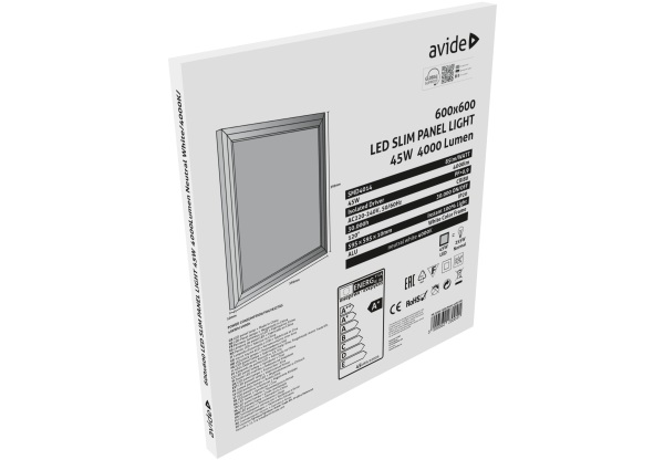 Avide LED Slim Panel 600x600mm 45W NW 4000K Value