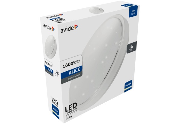 Avide LED Mennyezeti Lámpa IP44 Alice 18W 330*100mm CW 6400K 18W