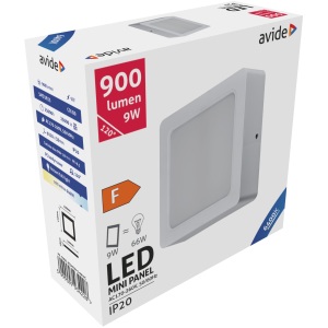 Avide LED Falra Szerelhető Négyzetes Mennyezeti Lámpa Műanyag 9W CW 6400K Négyzetes