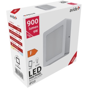 Avide LED Falra Szerelhető Négyzetes Mennyezeti Lámpa Műanyag 9W WW 3000K Négyzetes