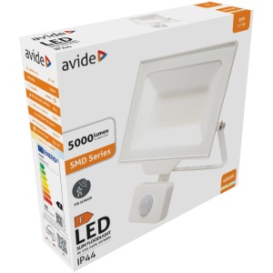 Avide LED Opál Reflektor Slim SMD 20W NW 4000K Mozgásérzékelős PIR Fehér Mozgásérzékelős