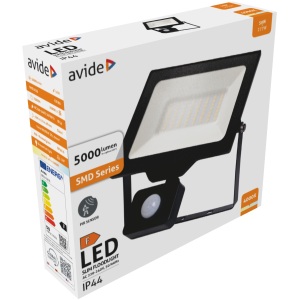 Avide LED Opál Reflektor Slim SMD 50W NW 4000K Mozgásérzékelős PIR Mozgásérzékelős