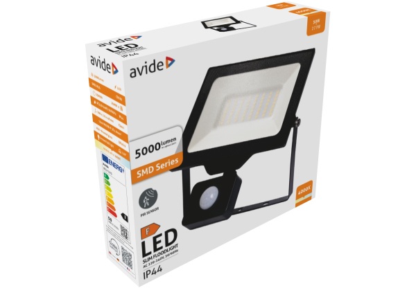 Avide LED Opál Reflektor Slim SMD 50W NW 4000K Mozgásérzékelős PIR Mozgásérzékelős