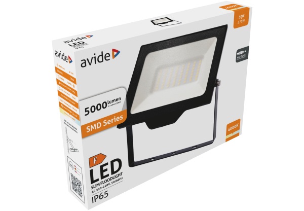 Avide LED Opál Reflektor Slim SMD 50W NW 4000K Gyorscsat. Gyorscsatlakozós