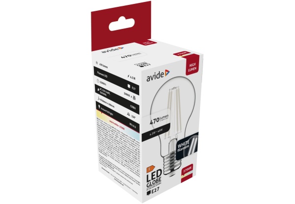 Avide LED White Filament Globe 4.5W E27 WW 2700K Gömb