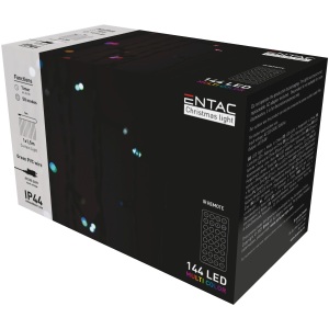 Entac Karácsonyi Függöny IP44 144 LED RGB 8×8 Funkció 1×1.5m IR távirányítóval Kültéri