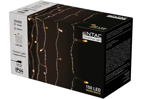 Entac Karácsonyi Függöny IP44 150 LED 1.5×1.5m 8F Kültéri