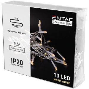 Entac Karácsonyi Beltéri Füzér 10 LED WW 1,3m (2AA nt.) Beltéri