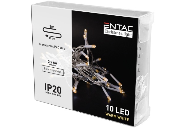 Entac Karácsonyi Beltéri Füzér 10 LED WW 1,3m (2AA nt.) Beltéri