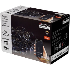 Entac Karácsonyi IP44 120 LED Füzér WW 9m Tuya APP Kültéri