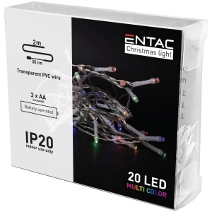 Entac Karácsonyi Beltéri Füzér 20 LED Színes 2,3m (3AA nt.) Beltéri