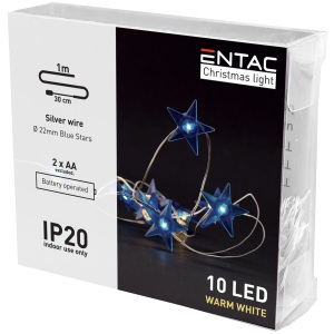 Entac Karácsonyi Beltéri Füzér Kék csillag 10 LED WW 1,3m (2AA nt.) Beltéri