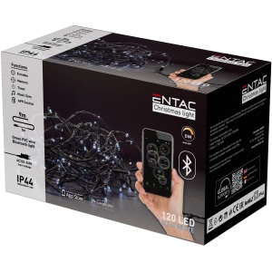 Entac Karácsonyi IP44  Fényfüzér 120 LED CW 9m BT aplikáció Kültéri