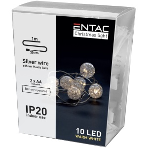 Entac Karácsonyi Beltéri Műanyag Jégcsap 11cm 10 LED 1,65m (2AA nt.) Beltéri