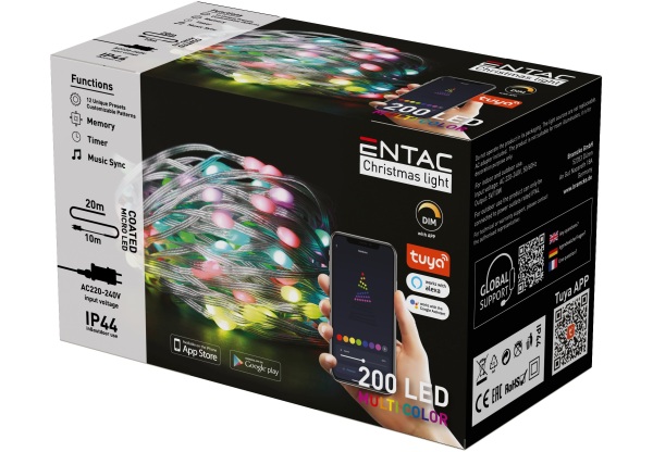 Entac Karácsonyi IP44 200 LED Füzér MC Tuya APP Kültéri