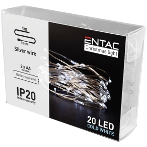 Entac Karácsonyi Beltéri Drótfüzér 20 LED CW 1,1m (2AA nt.) Beltéri