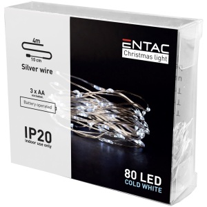 Entac Karácsonyi Beltéri Füzér 20 LED Színes 2,3m (3AA nt.) Beltéri