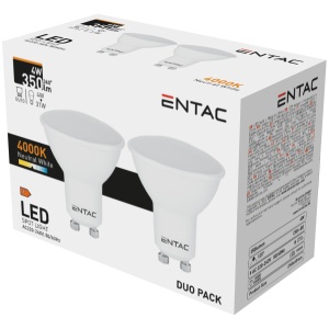 Entac LED Spot Wide Angle GU10 4W NW 4000K Duo Pack Szpot